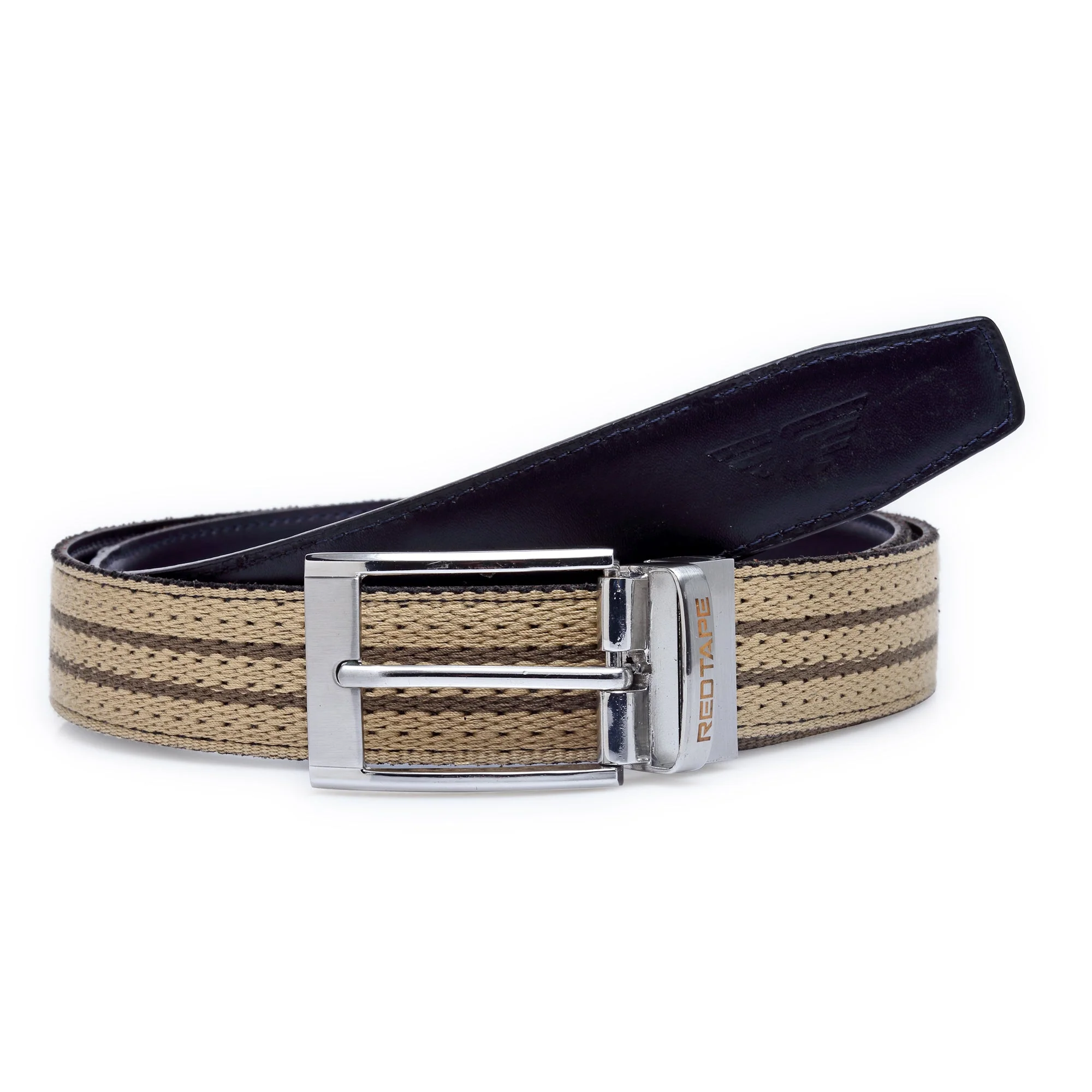 Men Navy Leather Reversible Belt - Image 7