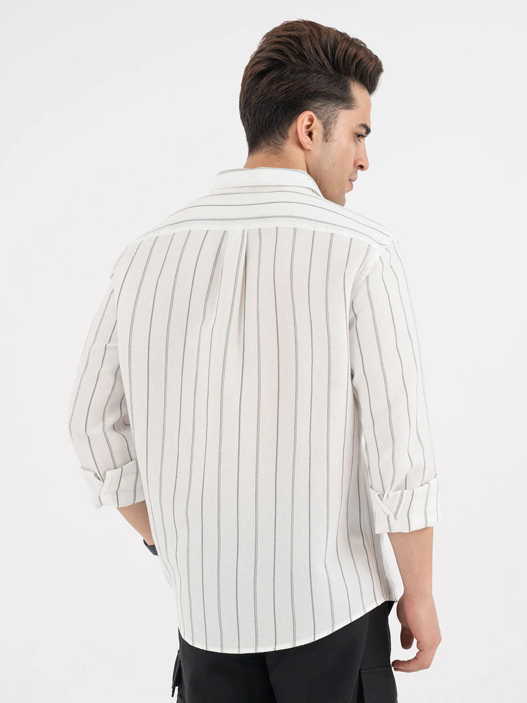 Menâ€™s Off-White Casual Stripe Shirt - Image 3