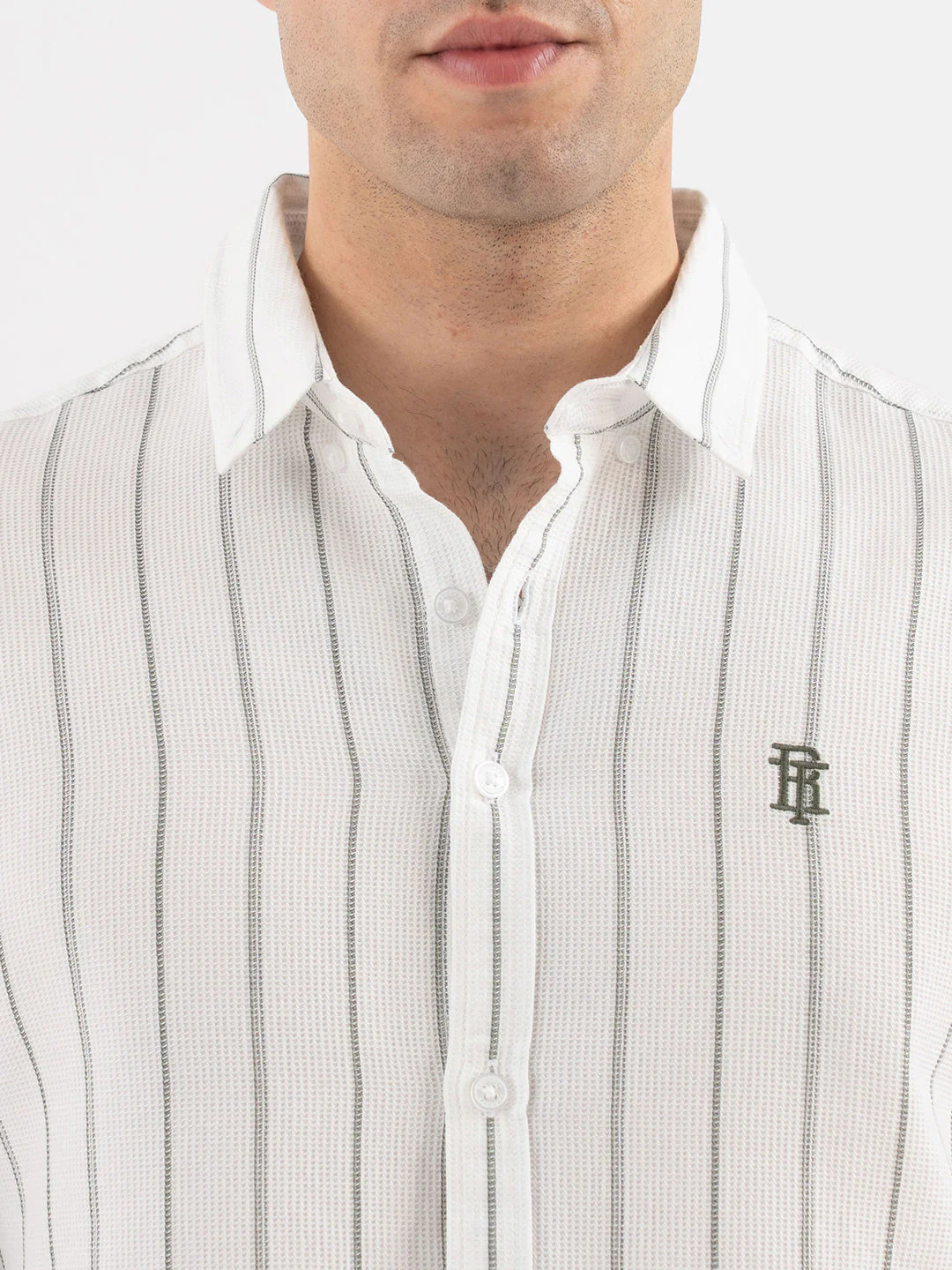 Menâ€™s Off-White Casual Stripe Shirt - Image 4