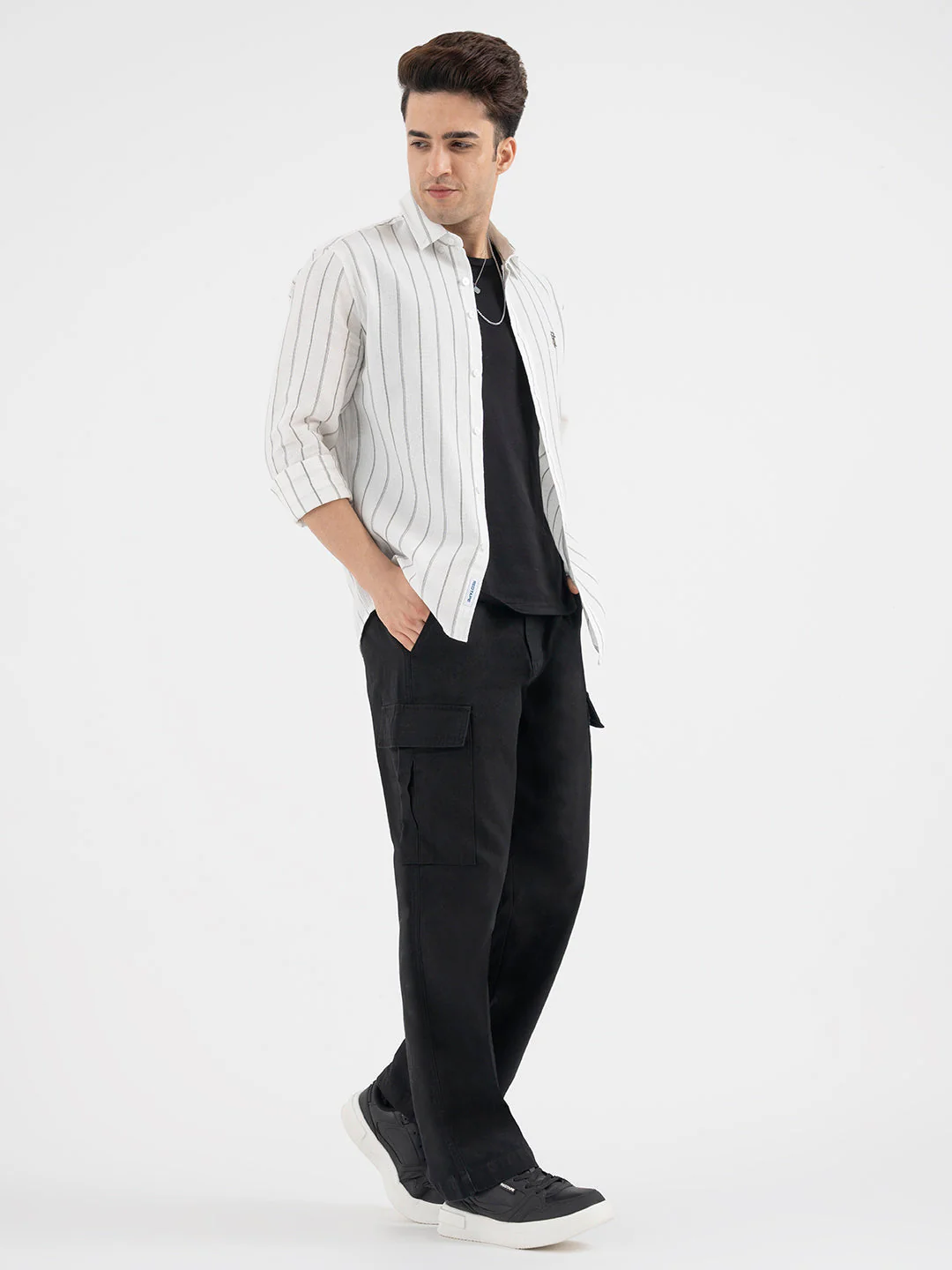 Menâ€™s Off-White Casual Stripe Shirt - Image 5