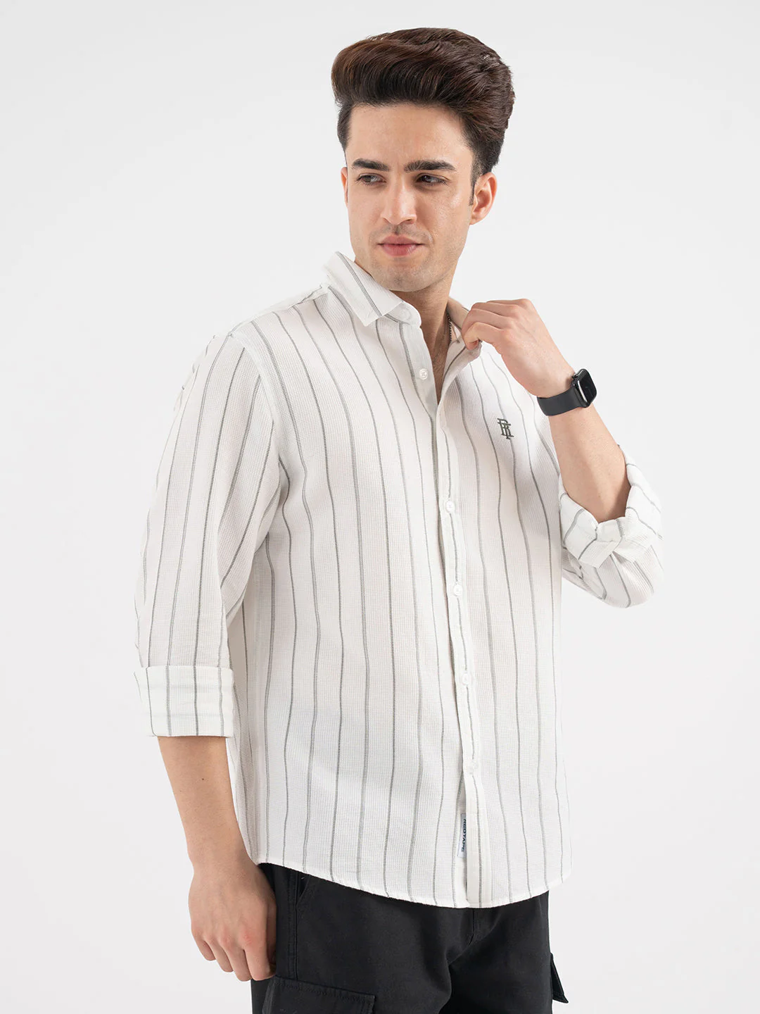 Menâ€™s Off-White Casual Stripe Shirt - Image 6