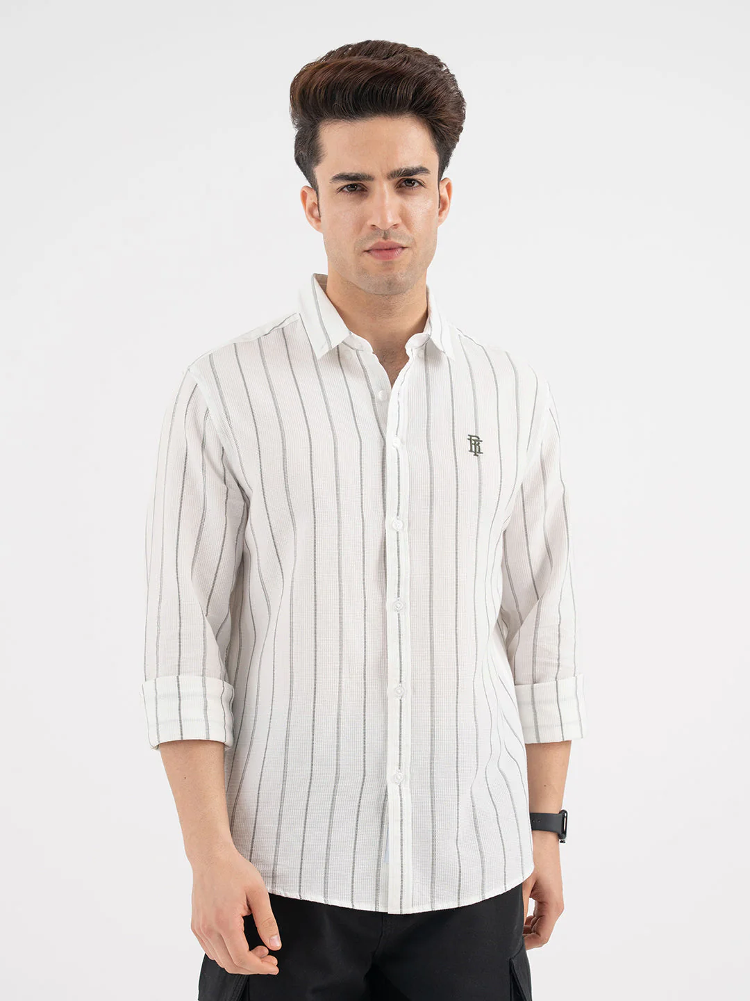 Menâ€™s Off-White Casual Stripe Shirt - Image 7