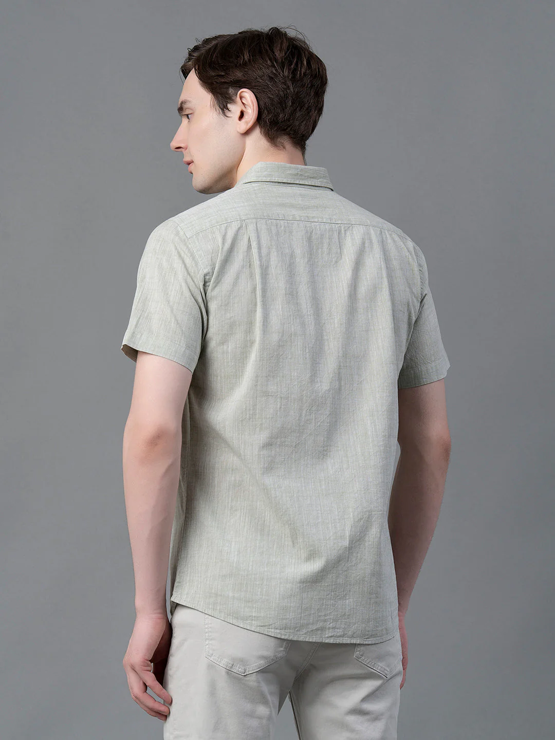 Men Olive Solid Shirts - Image 3