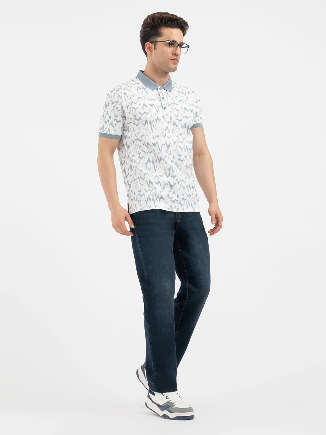 Red Tape Menâ€™s Polo T-Shirt in White And Blue - Image 5