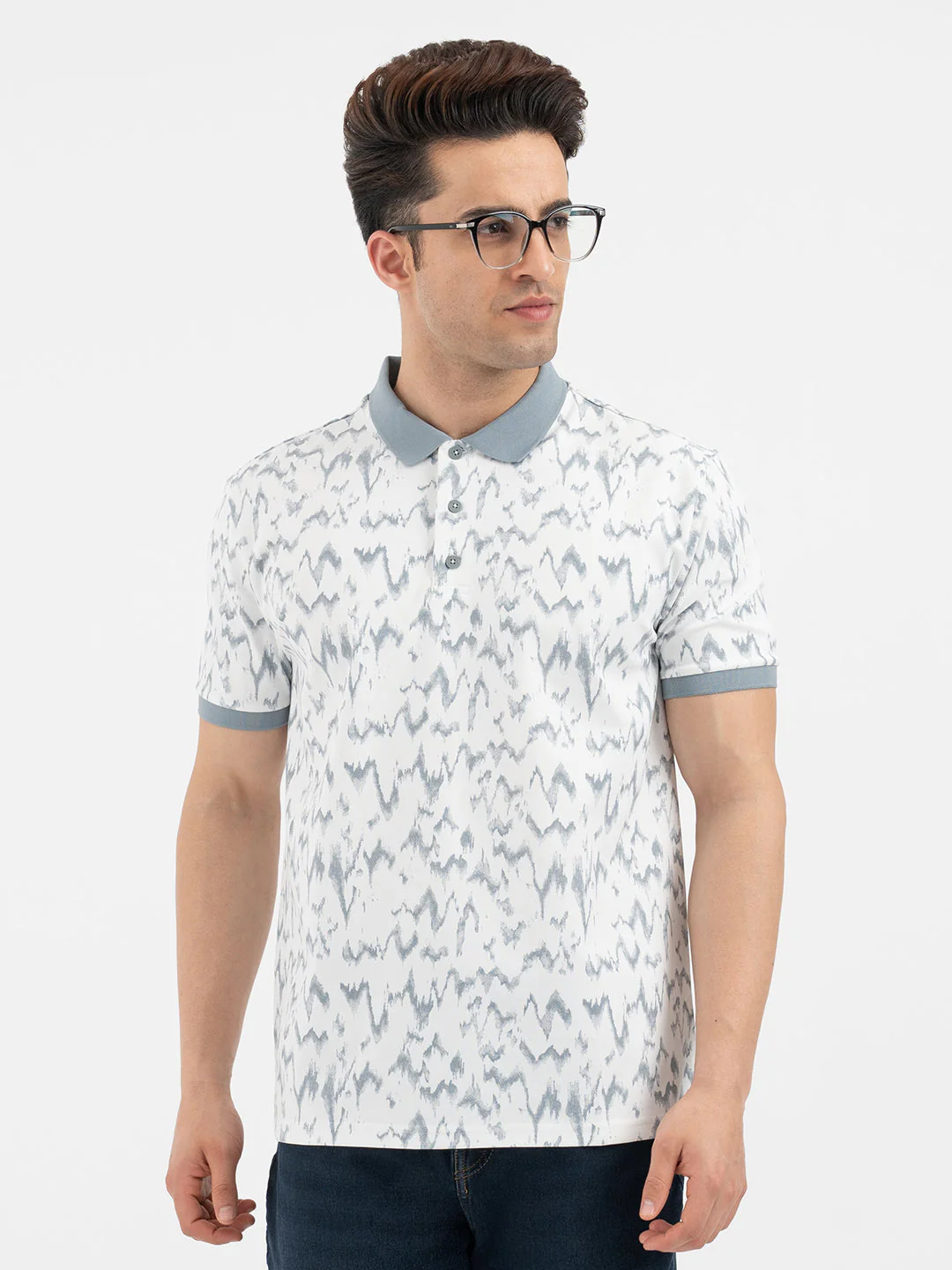 Red Tape Menâ€™s Polo T-Shirt in White And Blue - Image 6