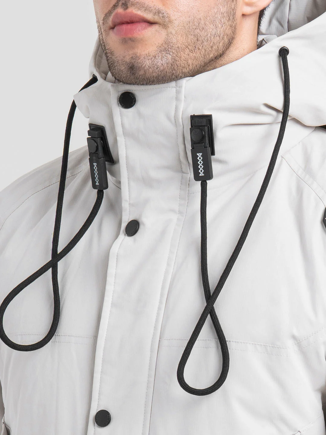 Men's Hooded Winter Off-White Jacket | White Utility Comfort - Image 5