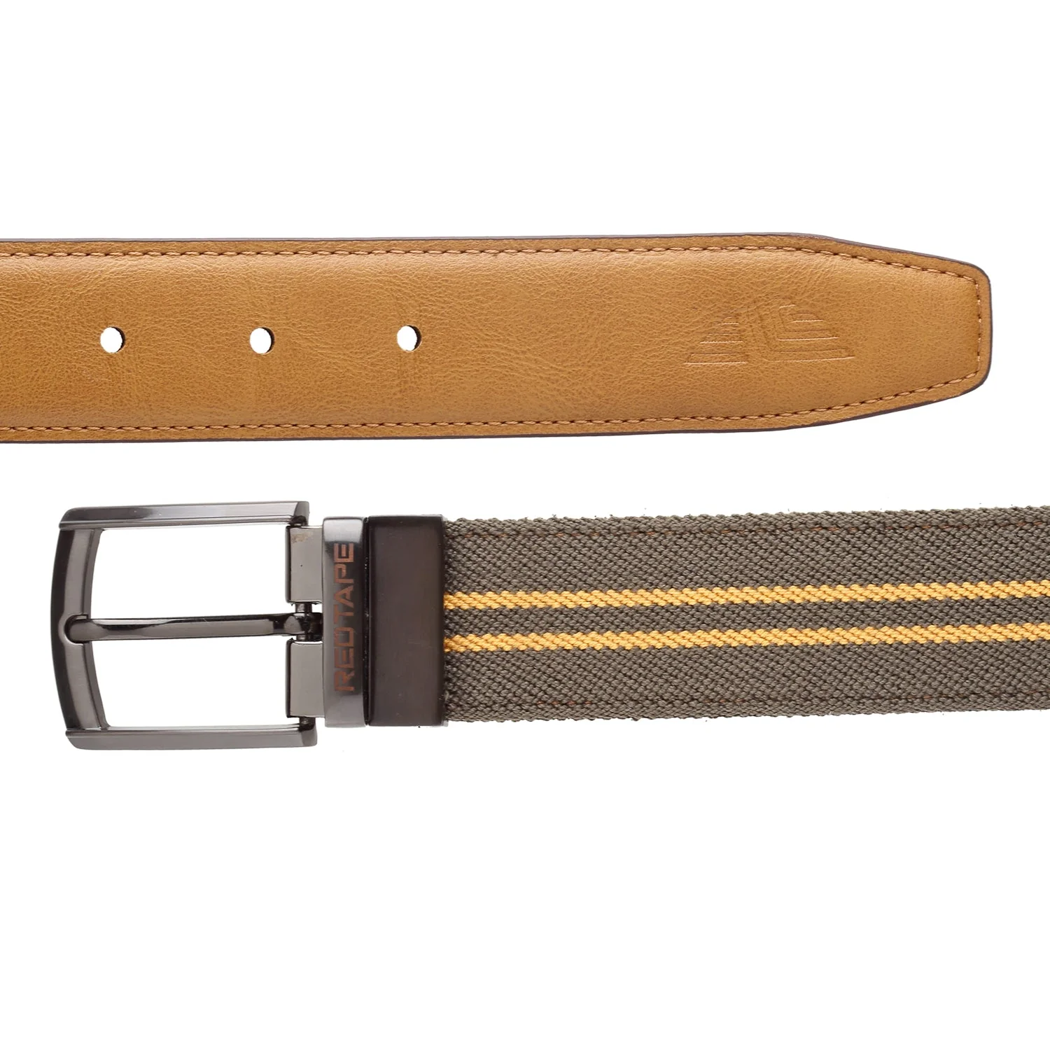 Men Tan And Olive Pu Belt - Image 3