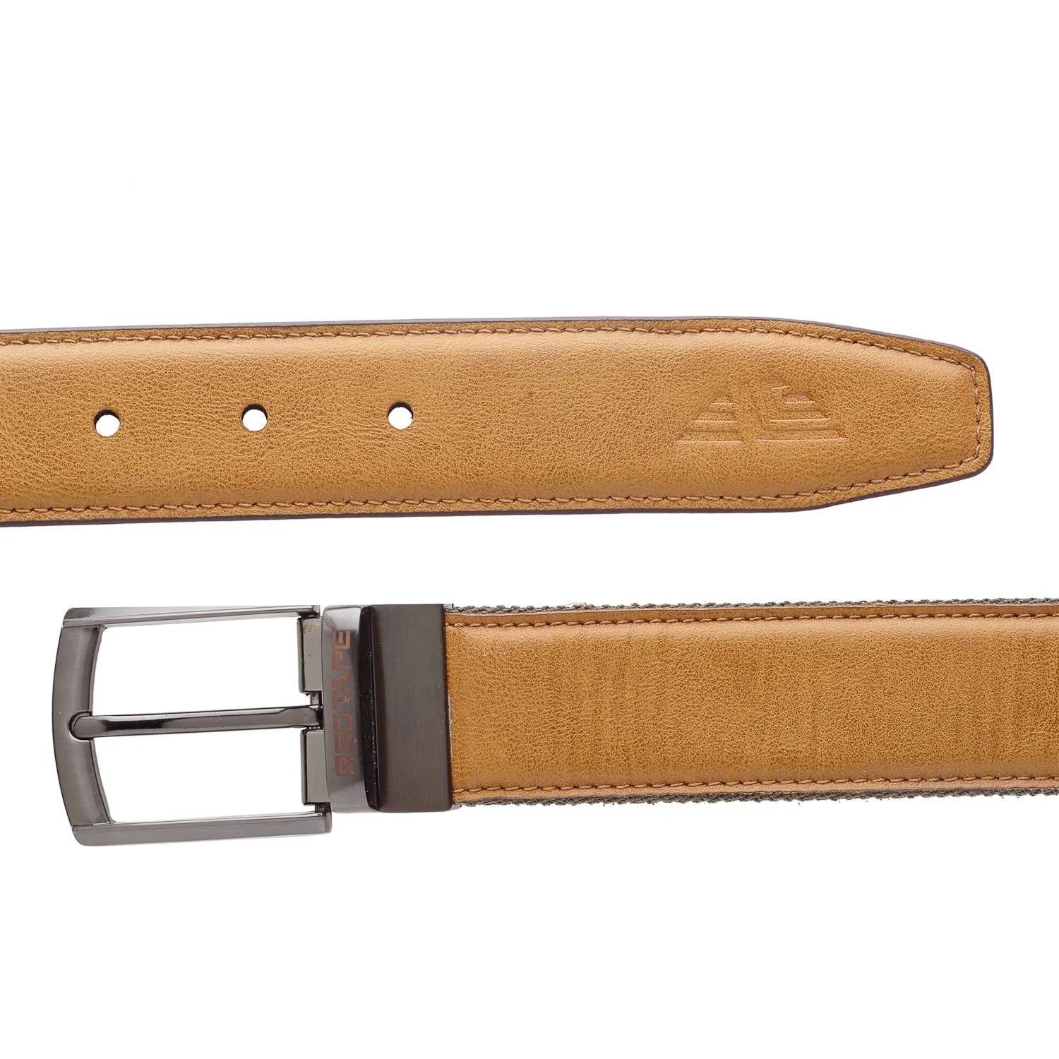 Men Tan And Olive Pu Belt - Image 4