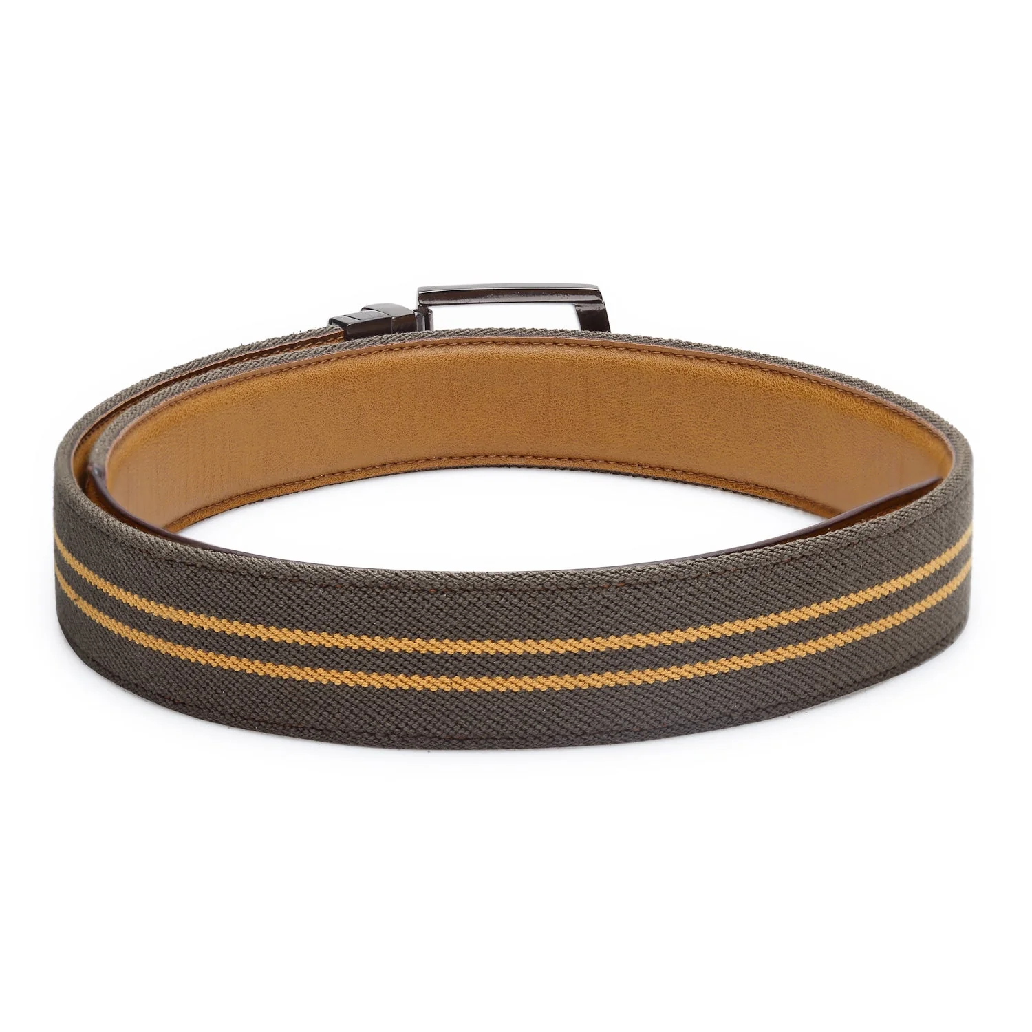 Men Tan And Olive Pu Belt - Image 6