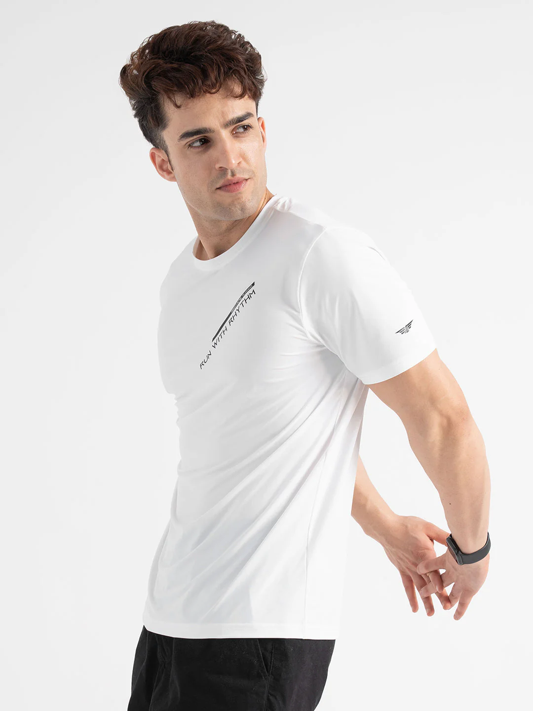 Menâ€™s White Activewear Graphic T-Shirt - Image 2