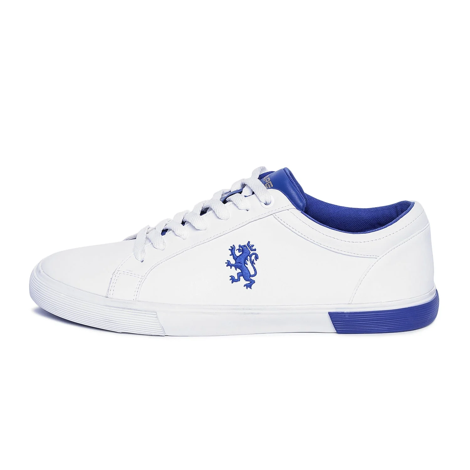 Men White And Indigo Blue Sneakers - Image 4