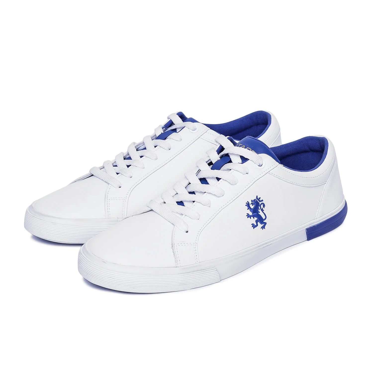 Men White And Indigo Blue Sneakers - Image 5