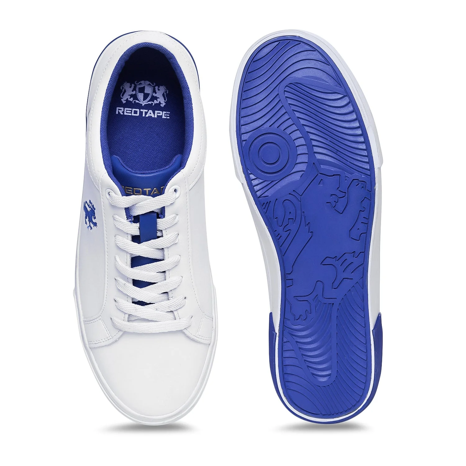 Men White And Indigo Blue Sneakers - Image 6