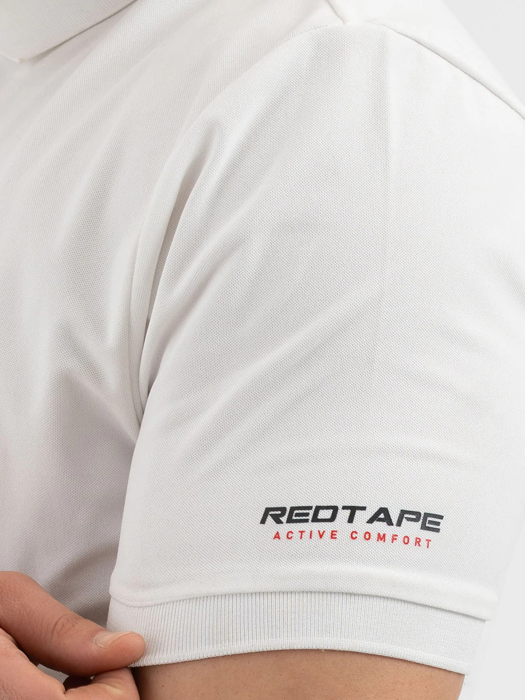 Red Tape Menâ€™s White Athleisure Polo T-Shirt - Image 7