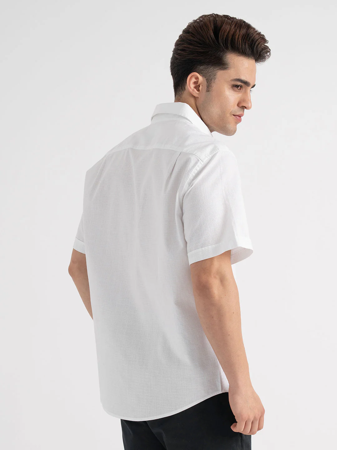 Men's White Casual Half Sleeve Shirt - Image 3