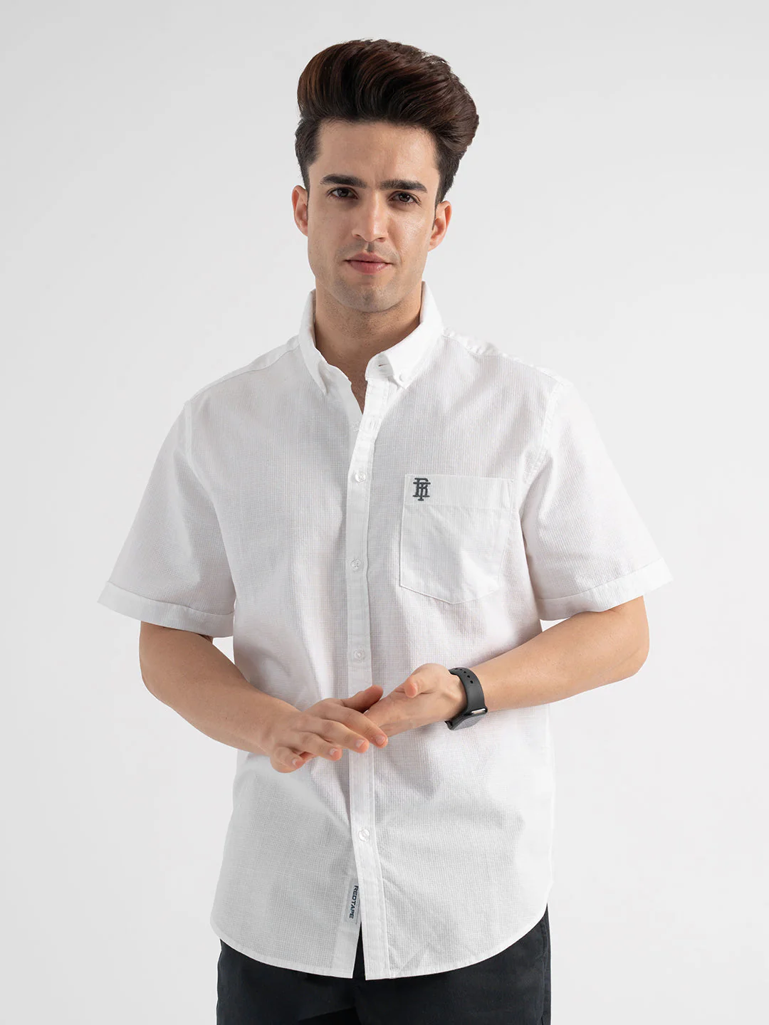 Men's White Casual Half Sleeve Shirt - Image 6