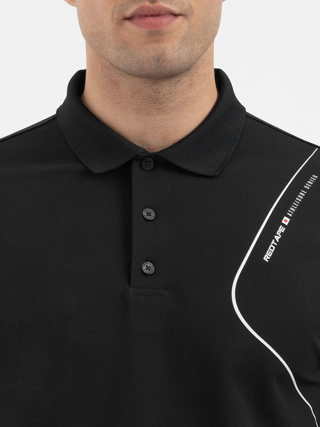 Red Tape Menâ€™s Black Athleisure Polo T-Shirt - Image 4