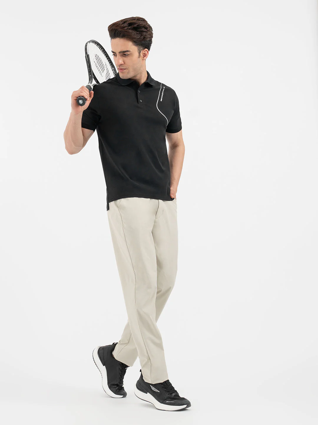 Red Tape Menâ€™s Black Athleisure Polo T-Shirt - Image 5