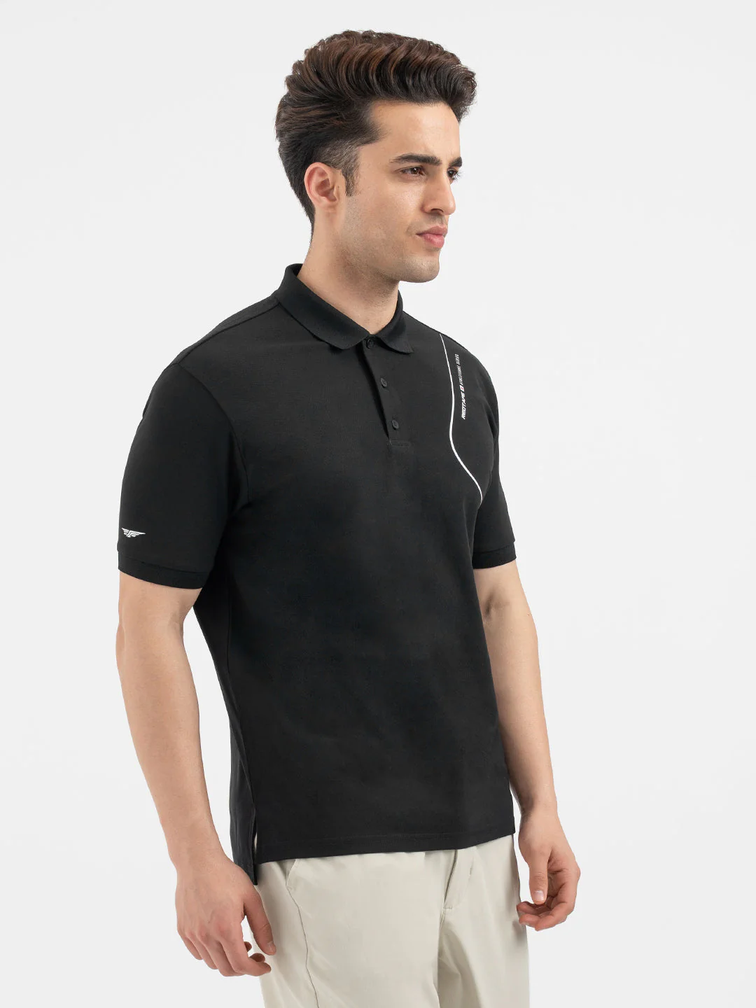 Red Tape Menâ€™s Black Athleisure Polo T-Shirt - Image 6