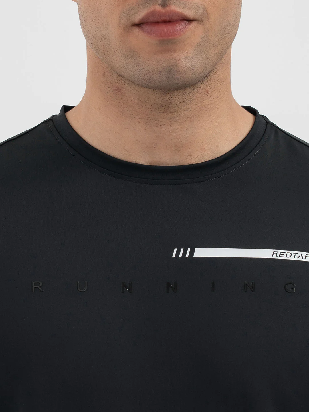Red Tape Menâ€™s Black Graphic Activewear T-Shirt - Image 4