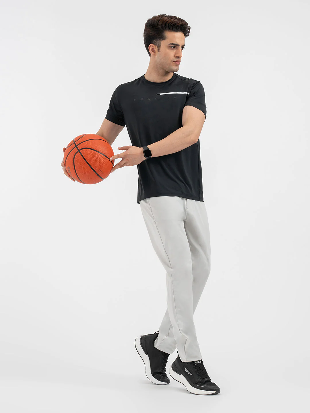 Red Tape Menâ€™s Black Graphic Activewear T-Shirt - Image 5