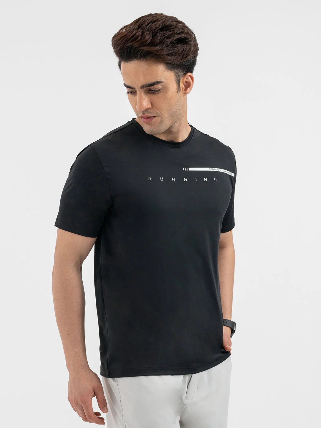 Red Tape Menâ€™s Black Graphic Activewear T-Shirt - Image 6