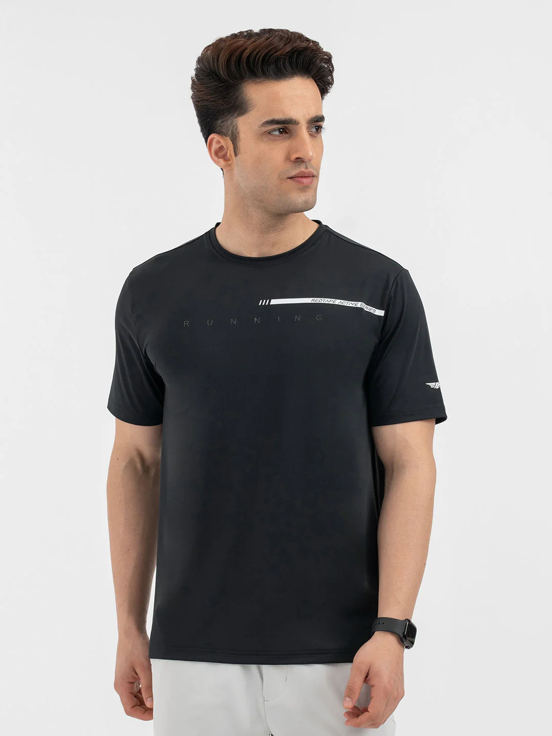 Red Tape Menâ€™s Black Graphic Activewear T-Shirt - Image 7