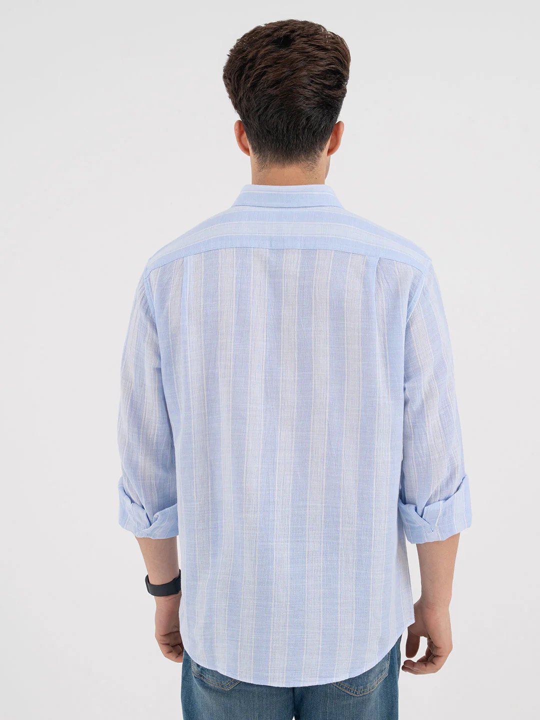 Red Tape Menâ€™s Blue Striped Shirt - Image 3