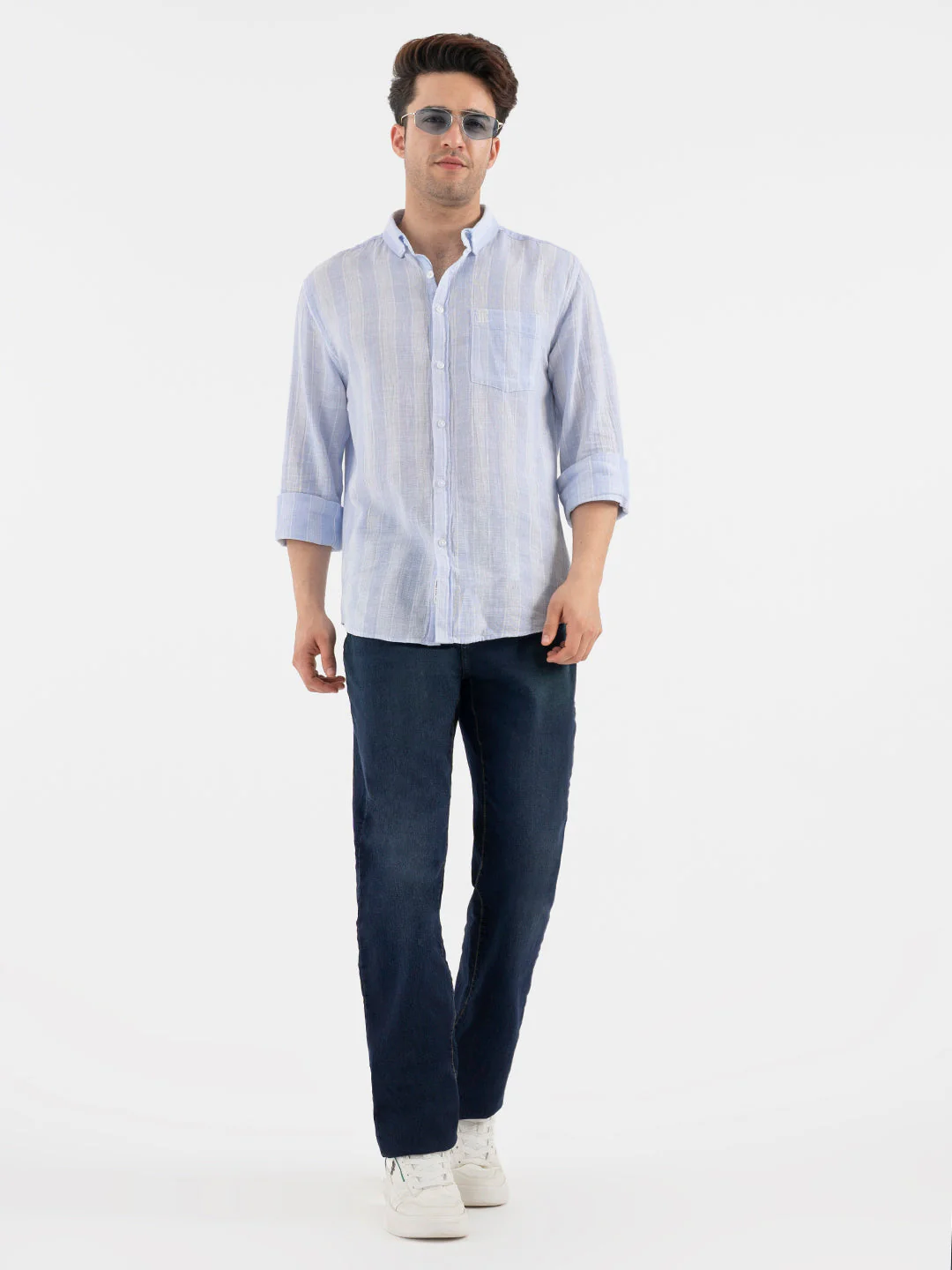 Red Tape Menâ€™s Blue Striped Shirt - Image 6