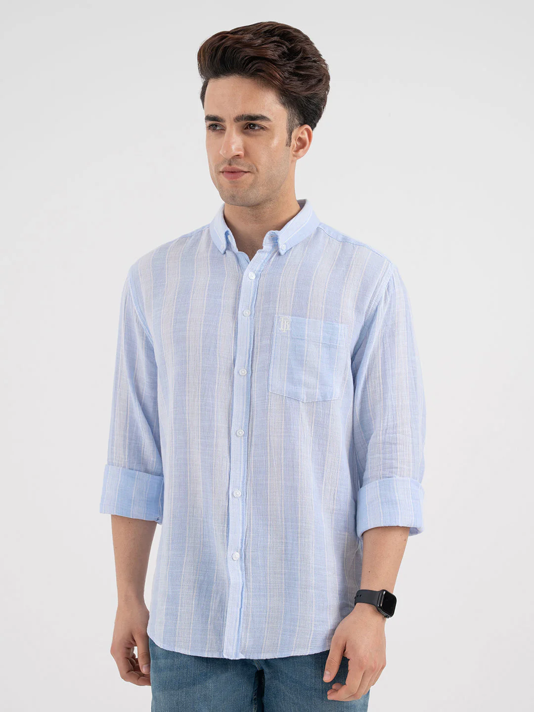 Red Tape Menâ€™s Blue Striped Shirt - Image 7