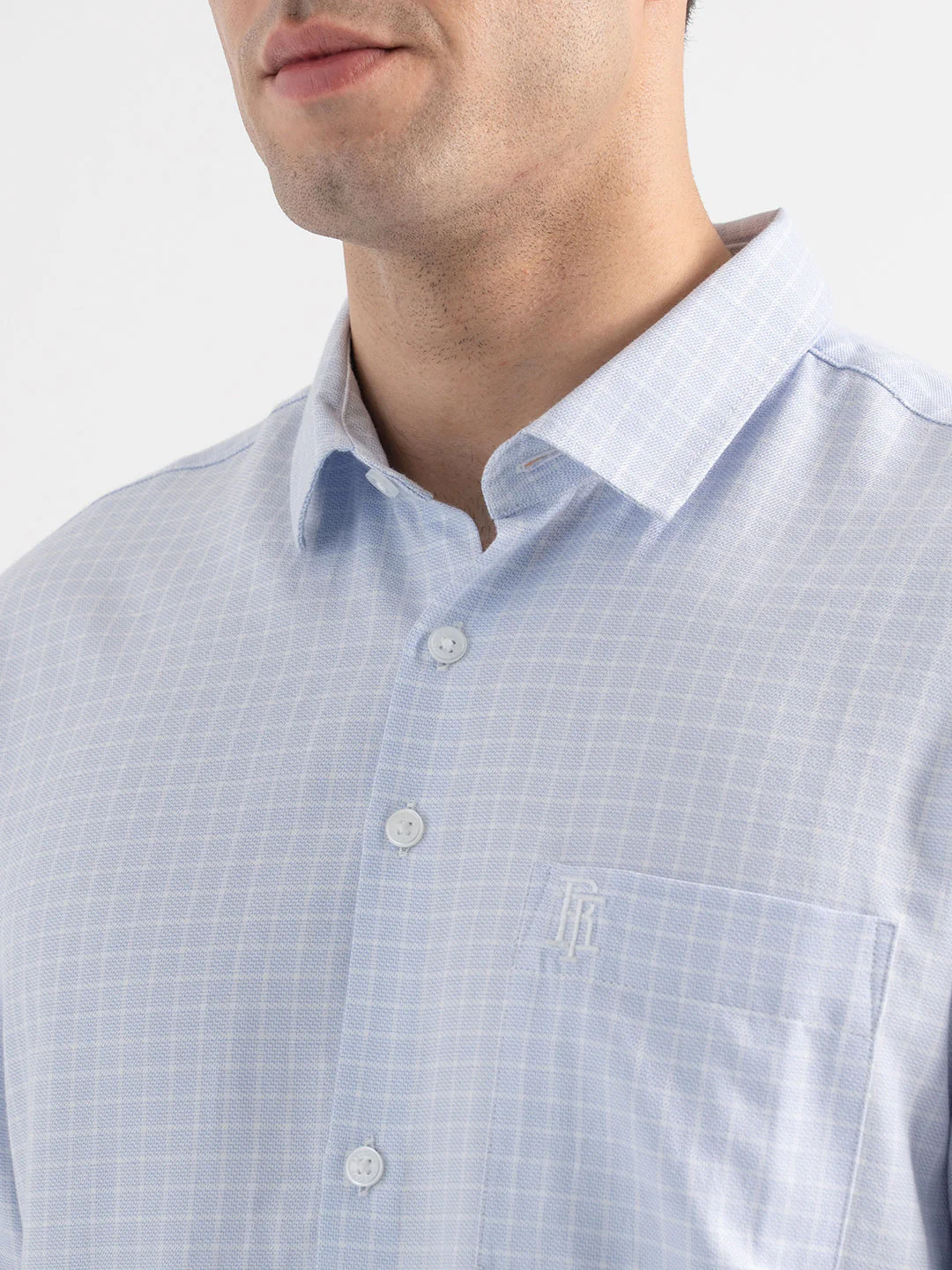 Menâ€™s Casual Blue Check Shirt - Image 4