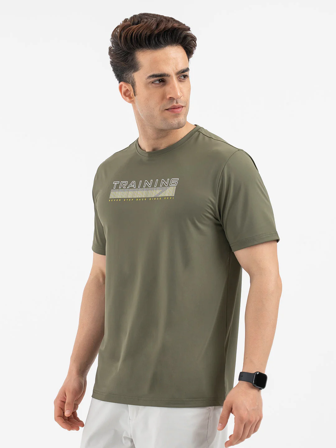 Red Tape Menâ€™s Dark Olive Graphic Activewear T-Shirt - Image 2
