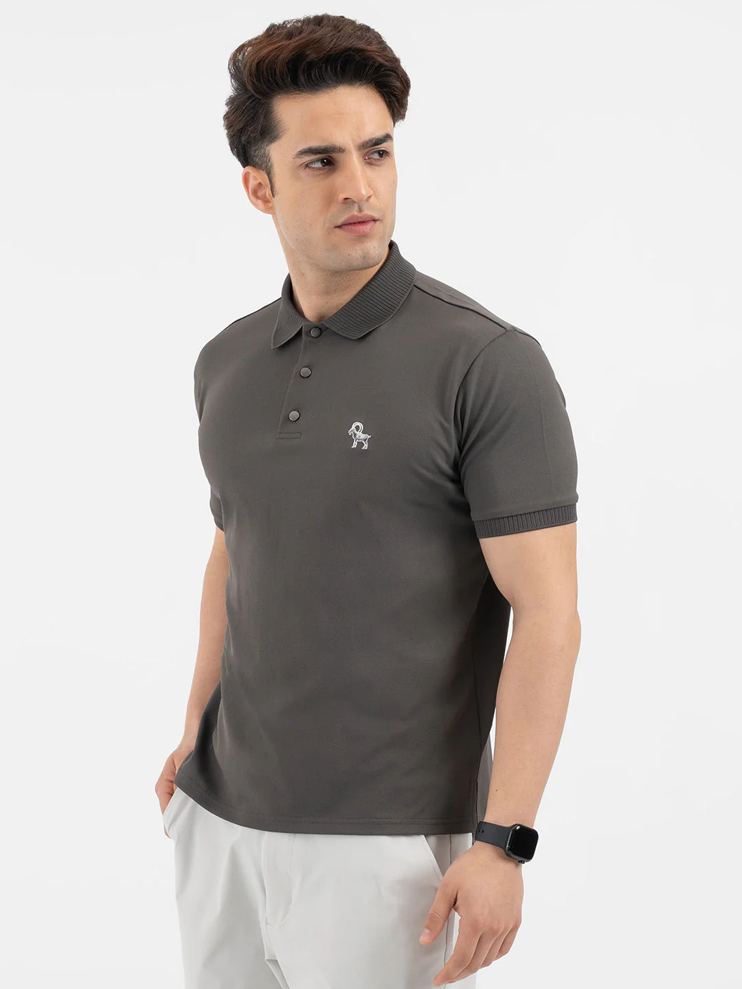 Red Tape Menâ€™s Dark Olive Solid Polo T-Shirt - Image 2