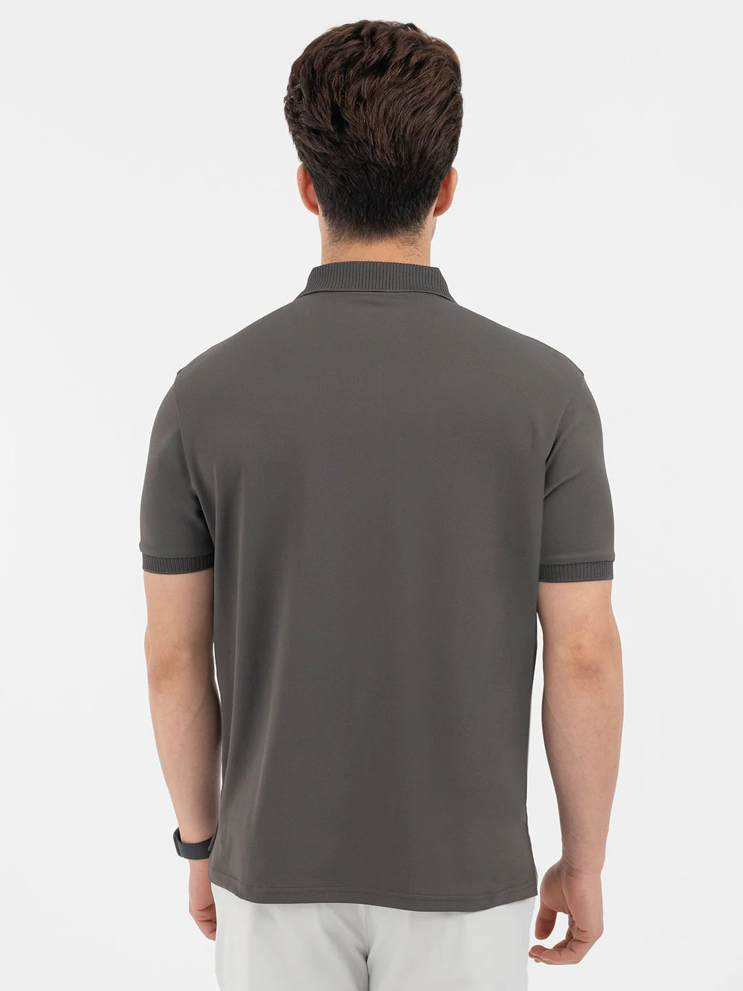 Red Tape Menâ€™s Dark Olive Solid Polo T-Shirt - Image 3