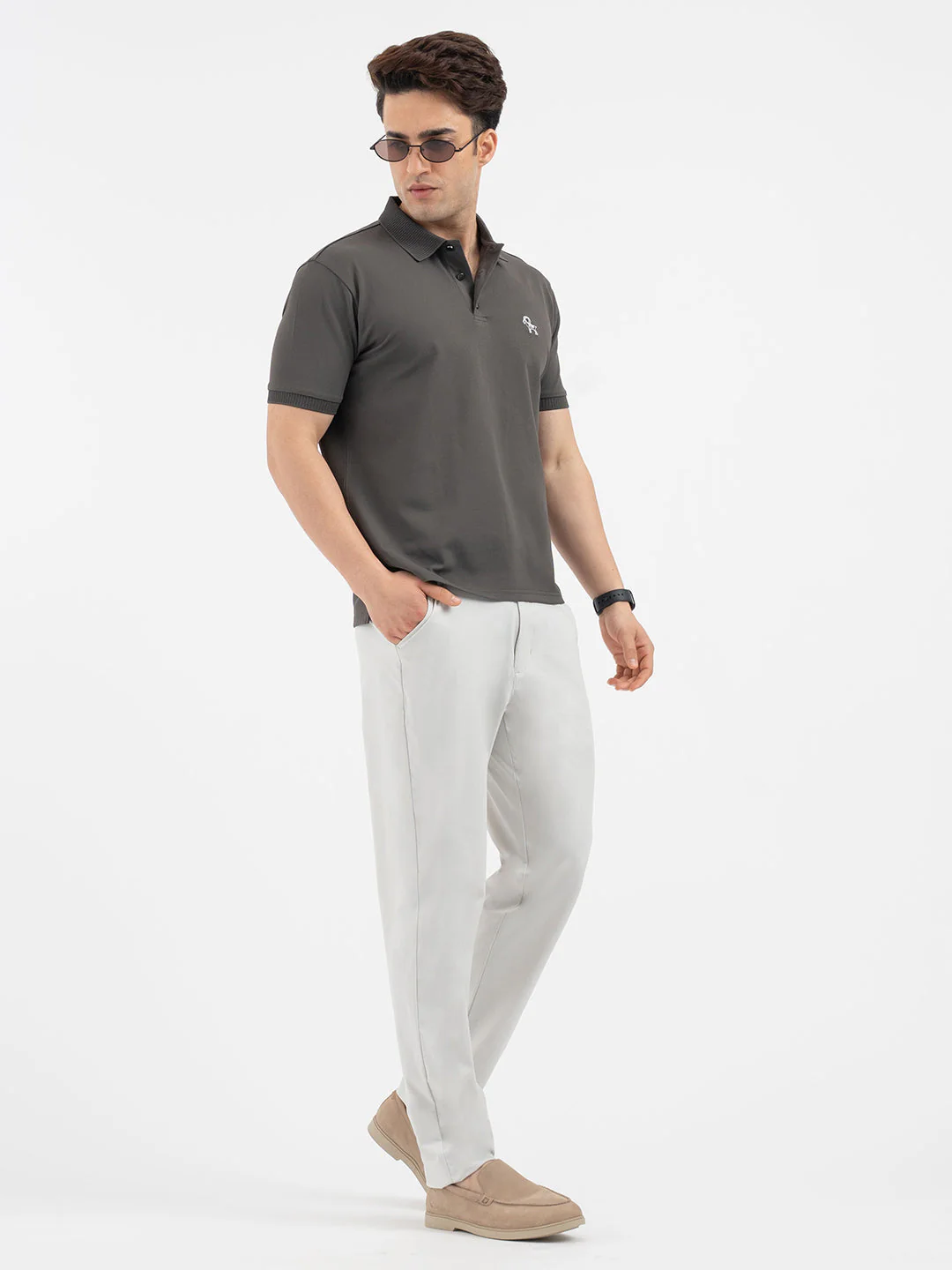 Red Tape Menâ€™s Dark Olive Solid Polo T-Shirt - Image 5