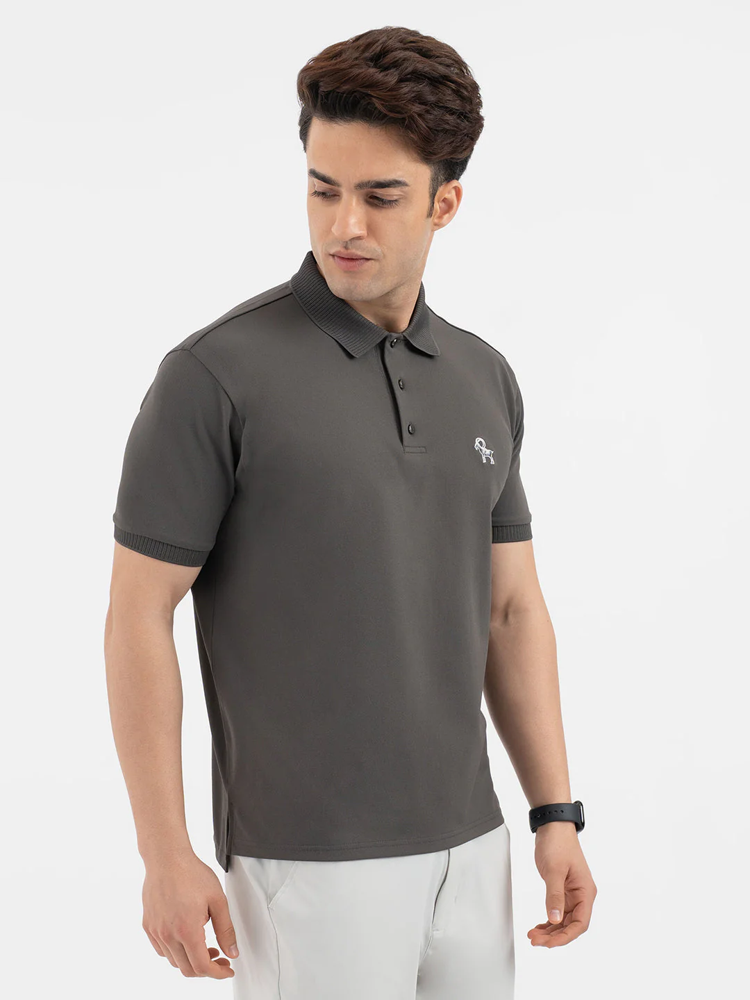 Red Tape Menâ€™s Dark Olive Solid Polo T-Shirt - Image 6