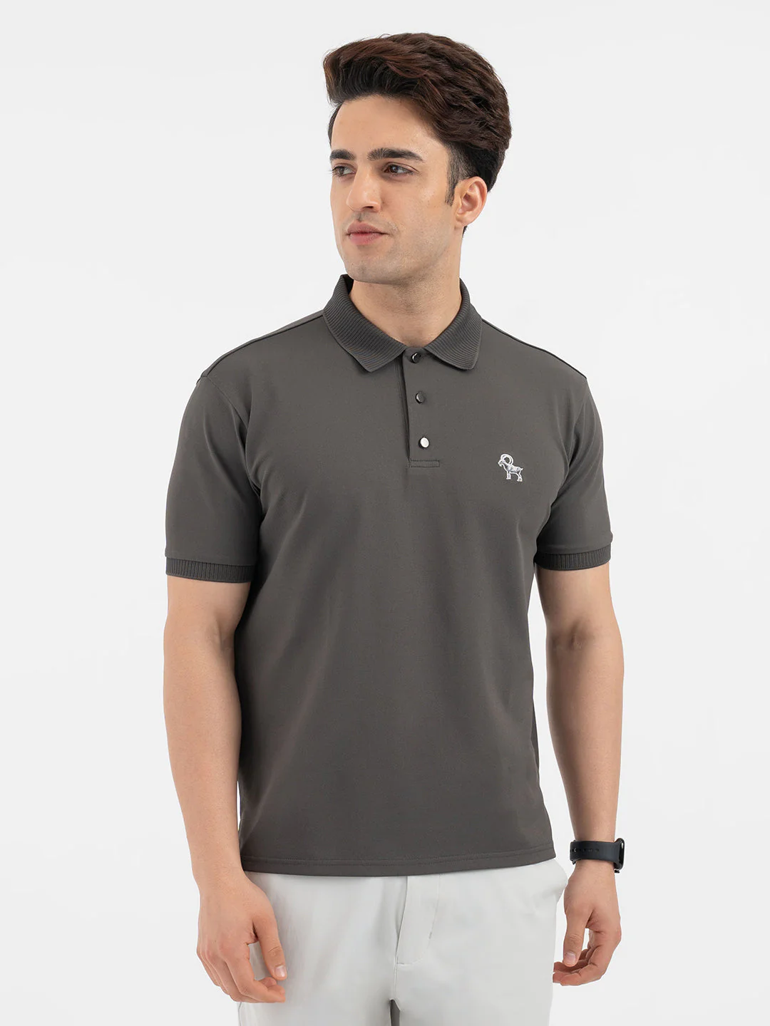 Red Tape Menâ€™s Dark Olive Solid Polo T-Shirt - Image 7
