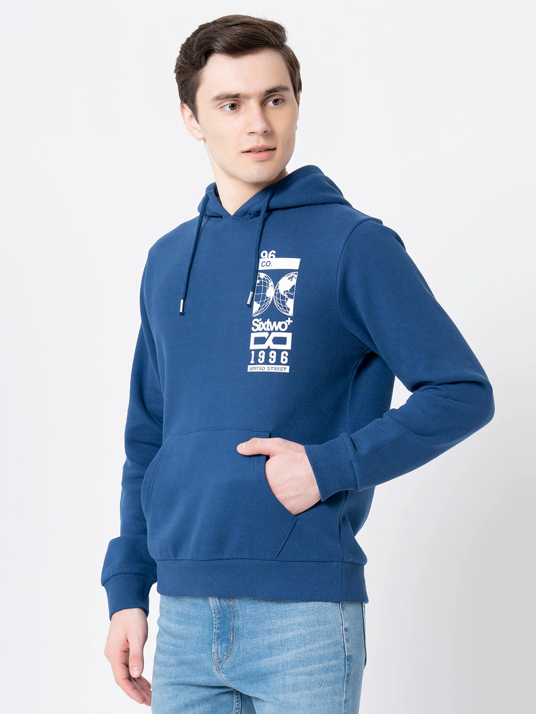 Men's Airforce Blue  Graphic Print Hoodie - Image 2