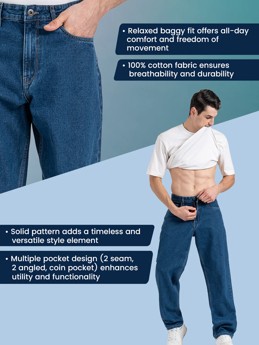 Mens Baggy Fit Jeans - Image 2
