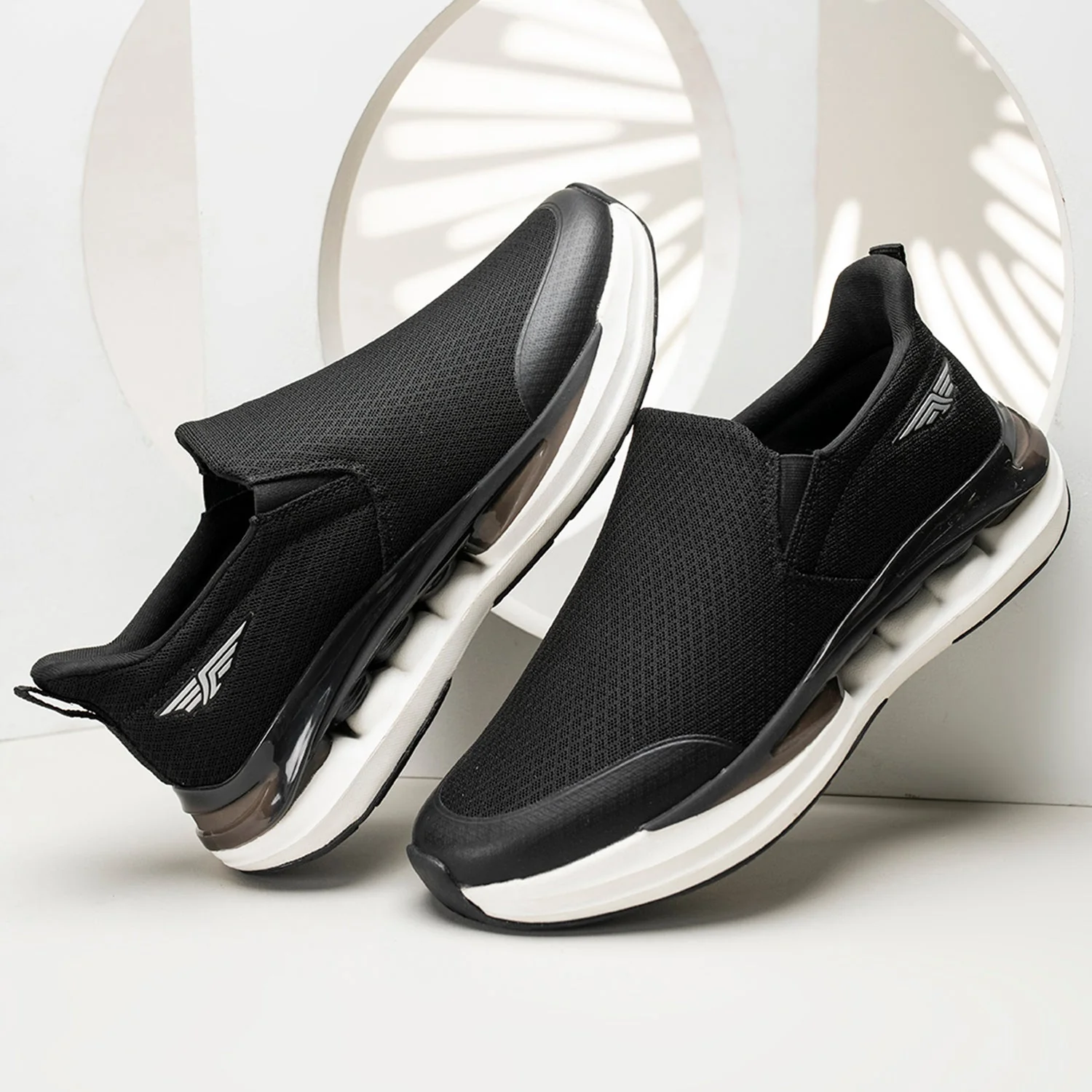 Men's Black and White Walking Slip-On Shoes - Image 6