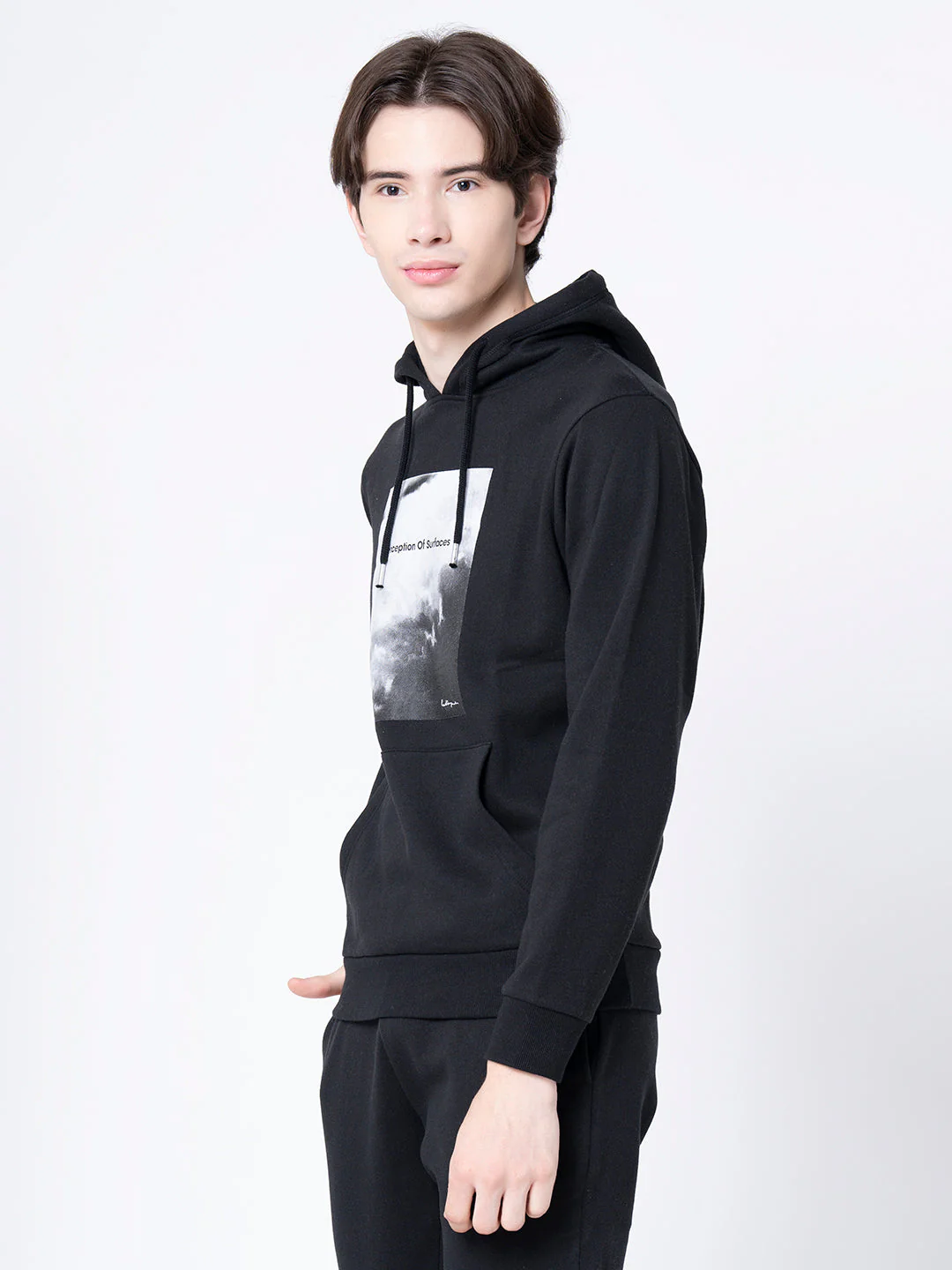 Men's Black Graphic Print Hoodie - Image 2