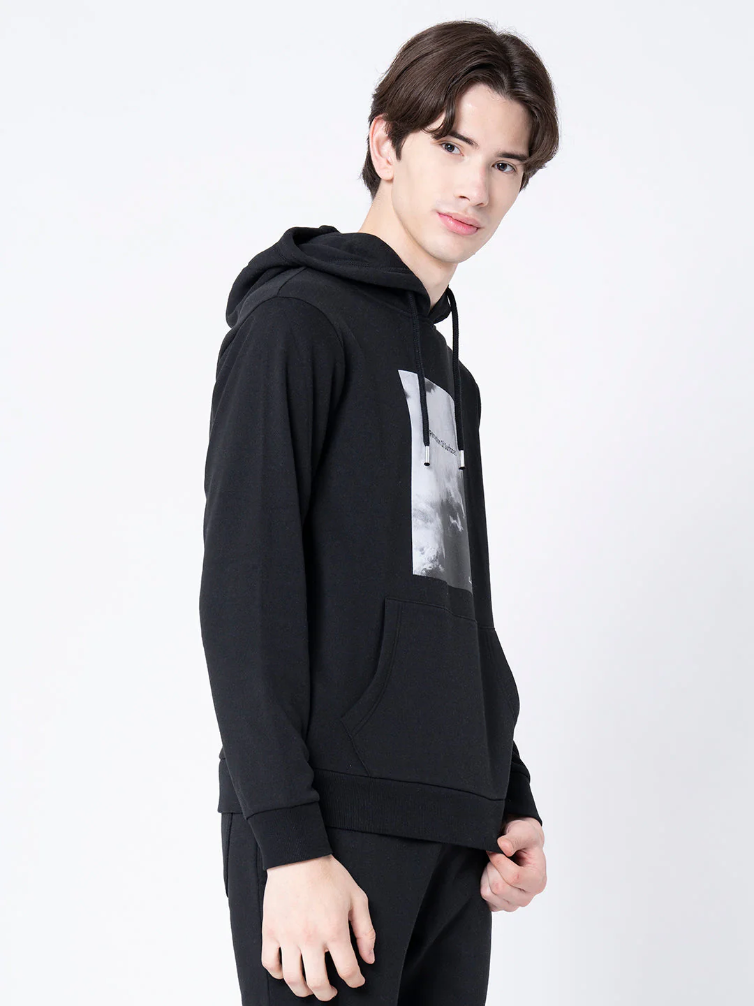 Men's Black Graphic Print Hoodie - Image 6