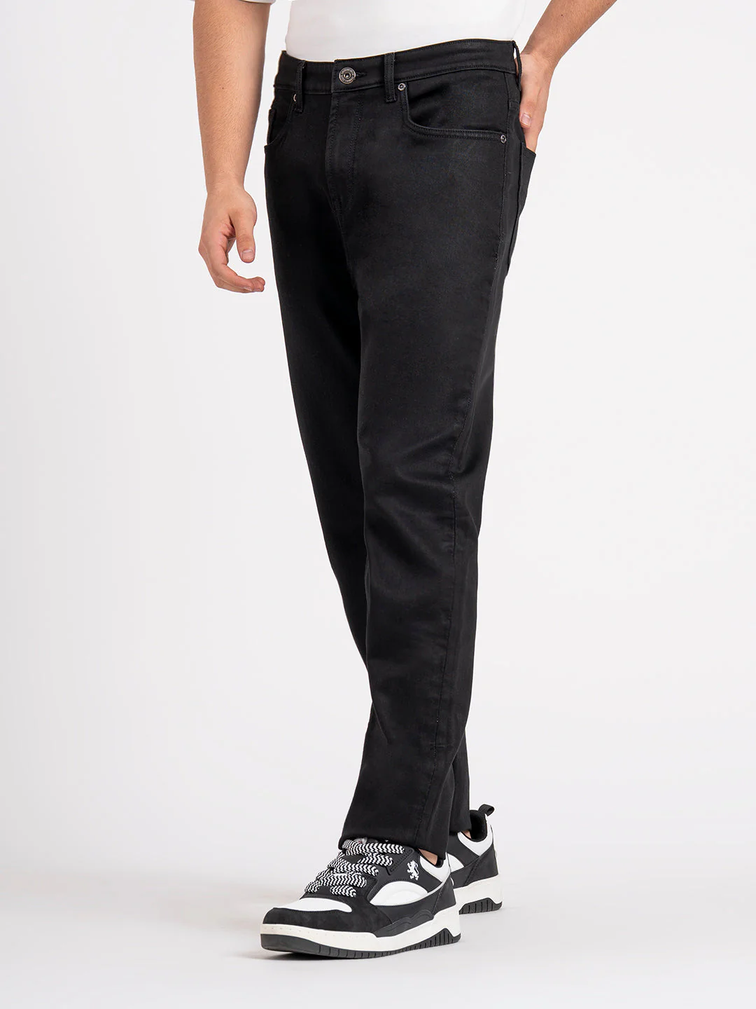 Men's Black Mid Rise Baggy Fit Jeans - Image 3