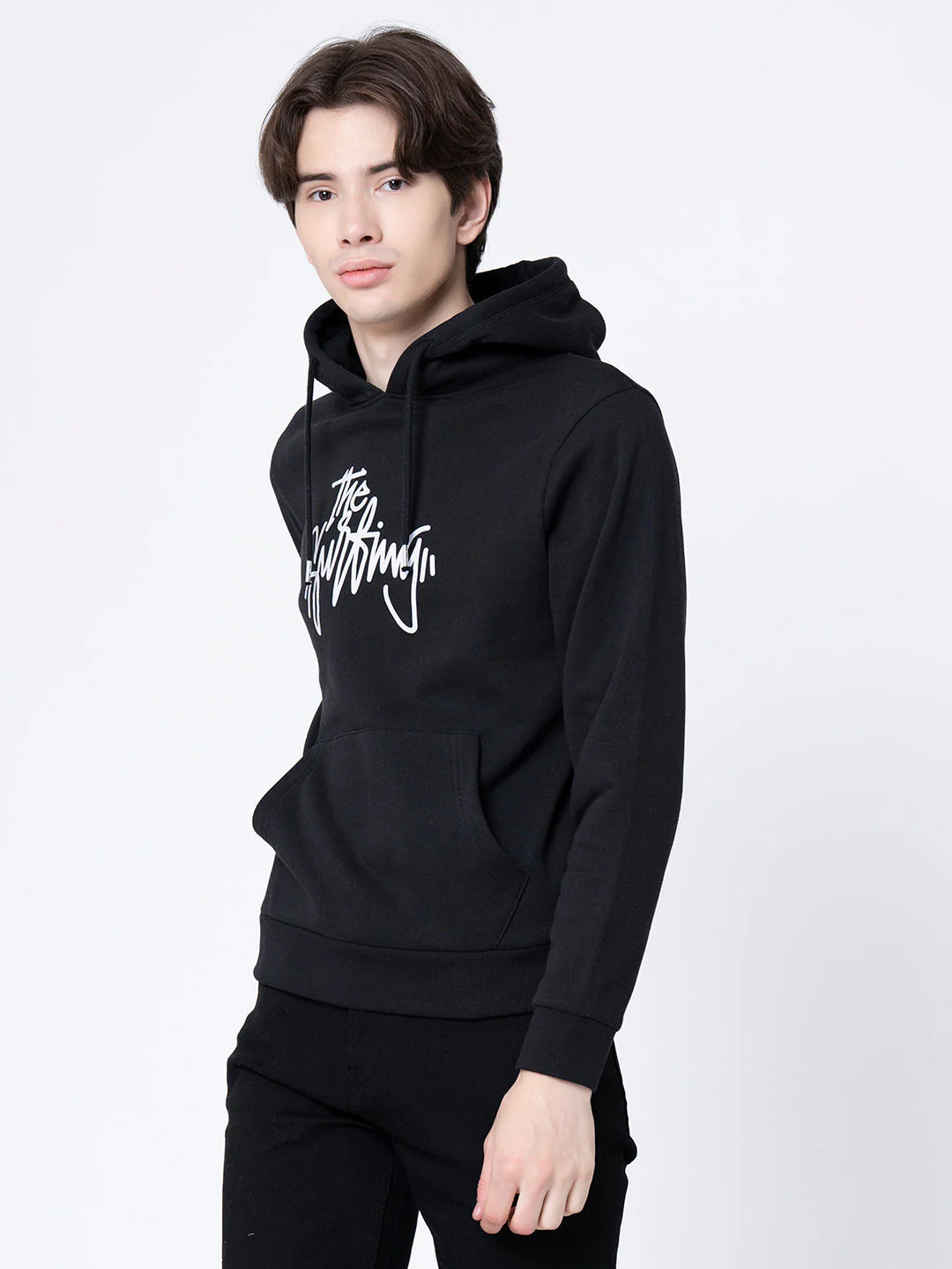 Men's Black Printed Hoodie - Image 2
