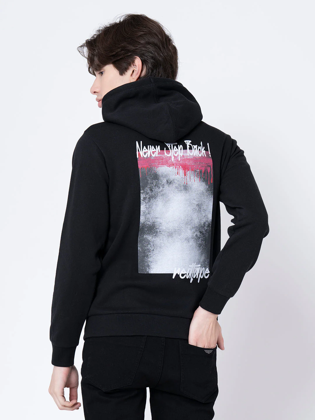 Men's Black Printed Hoodie - Image 3