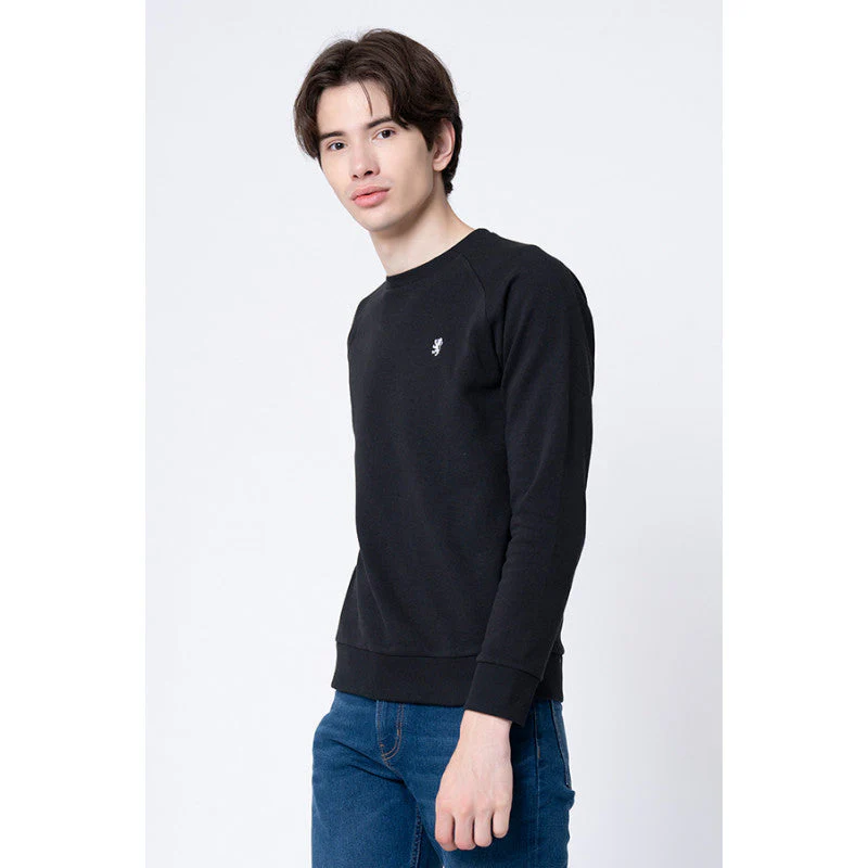 Men's Black Solid Sweatshirt - Image 2