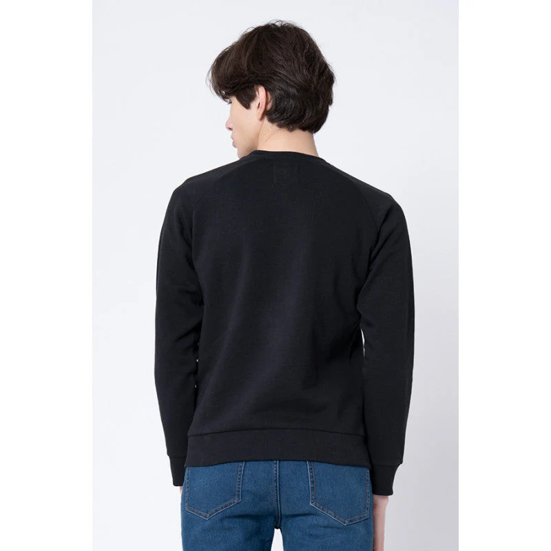Men's Black Solid Sweatshirt - Image 3