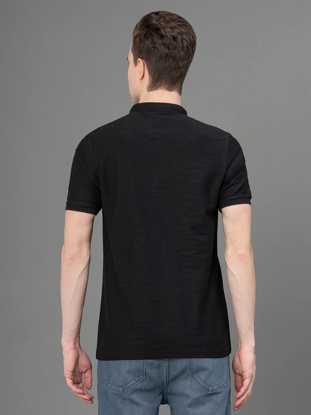 Black Henley T-Shirt for Men - Image 3