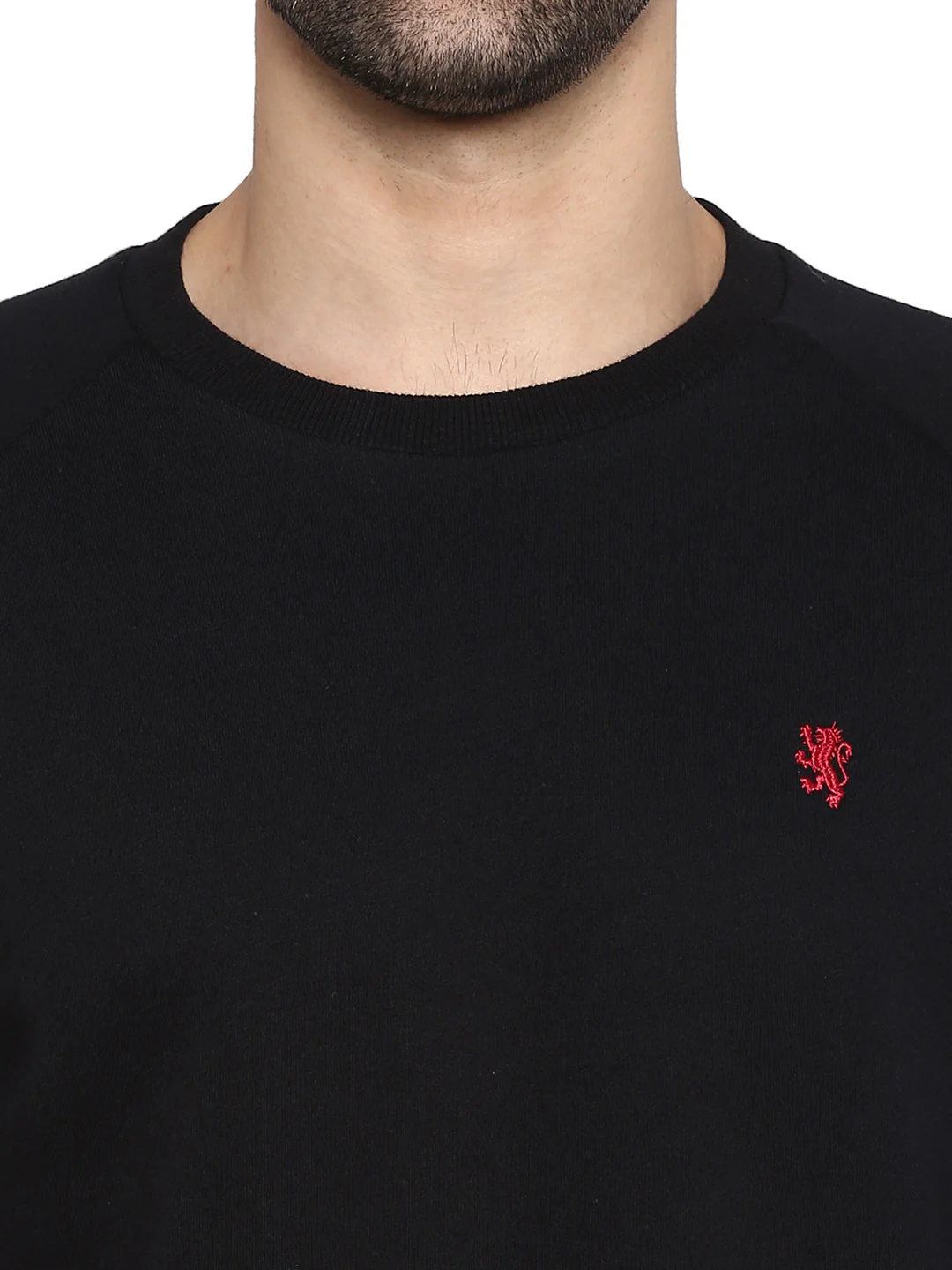 Men's Black Solid Cotton Poly Fleece Sweatshirt - Image 4