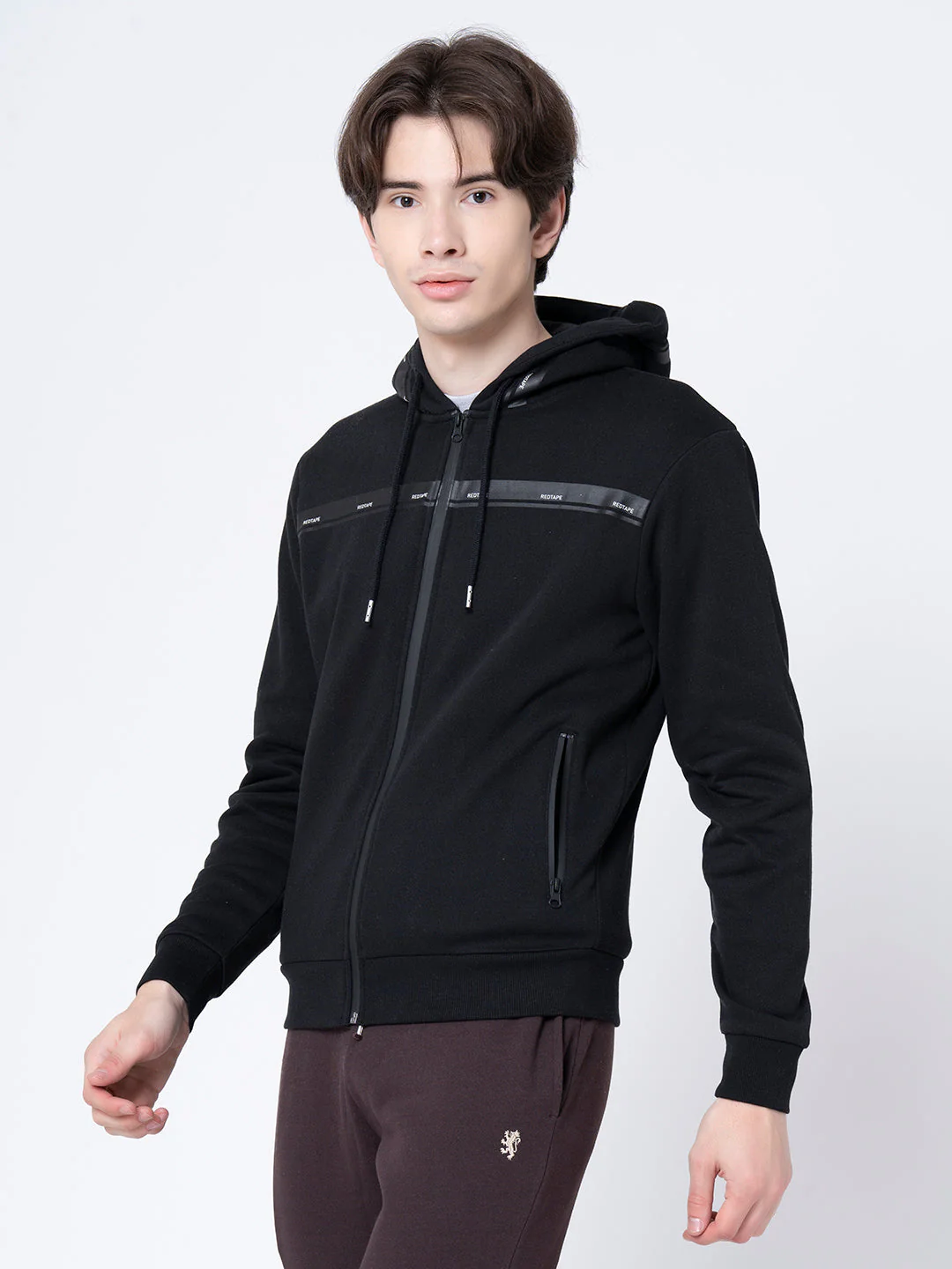 Men's Black Solid Hoodie - Image 2